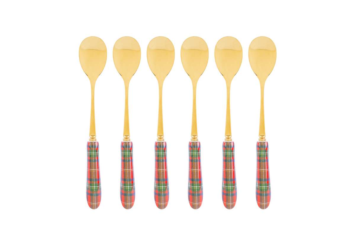 Set 6 Cucchiaini Natalizi Decorazione Tartan Collezione Natale Le Stelle - immagine 4