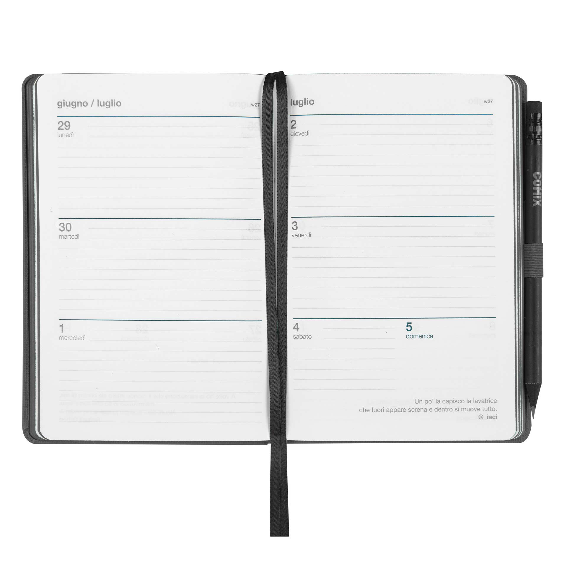 Agenda 12 Mesi 2026 Medium Settimanale Comix Black Tx - immagine 3