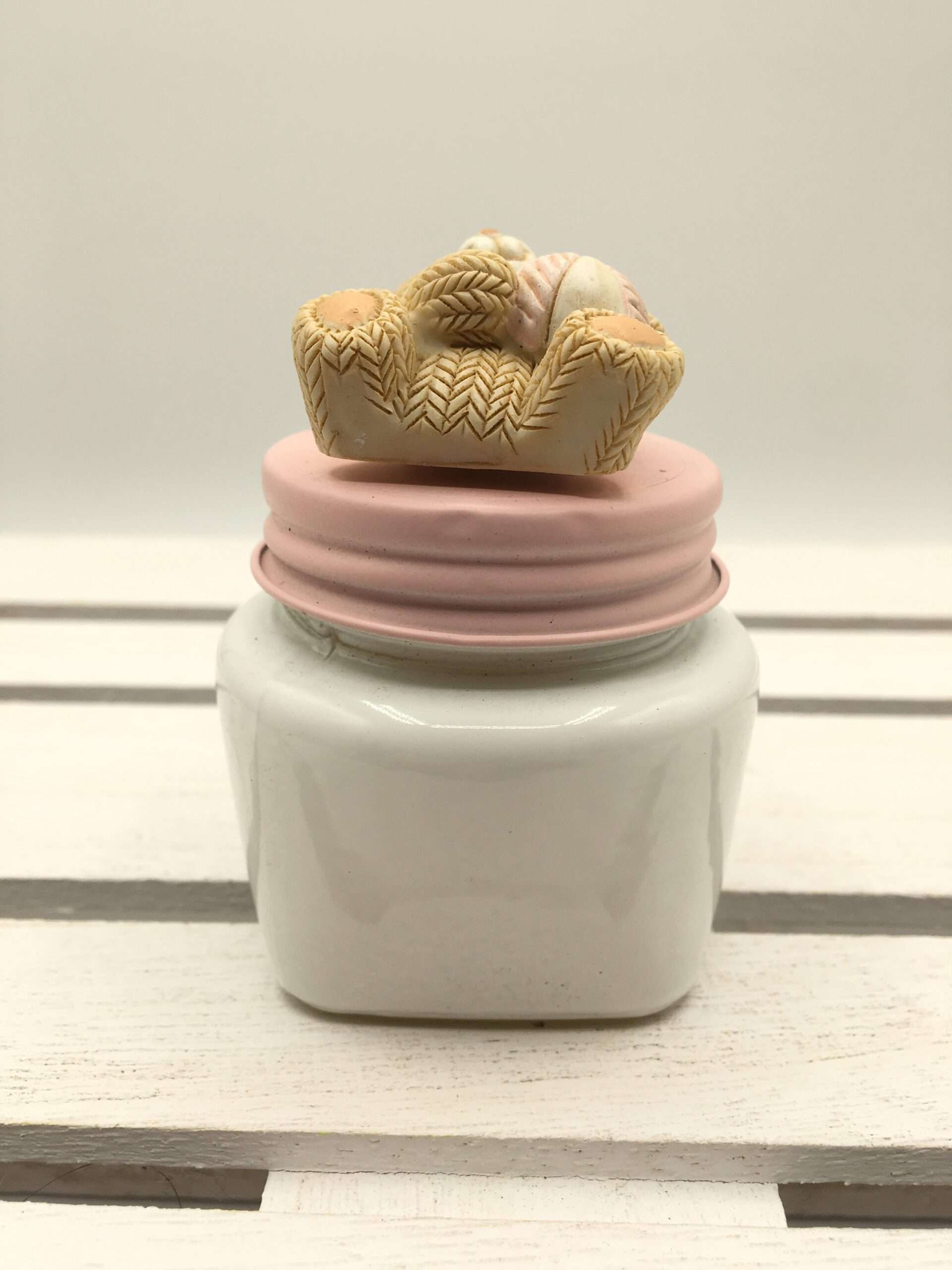 Bomboniera Battesimo Candela Barattolino Orsetto Rosa - immagine 4