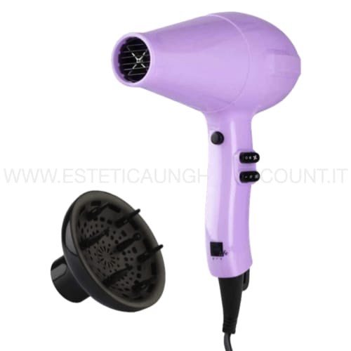 ASCIUGACAPELLI PROFESSIONALE ZERO 1800W LILLA CON DIFFUSORE. - immagine 2